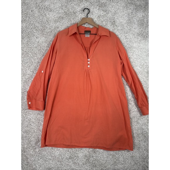 Tommy‎ Bahama coral tunic Cover Up dress, roll up sleeves,  size Medium - Picture 1 of 9